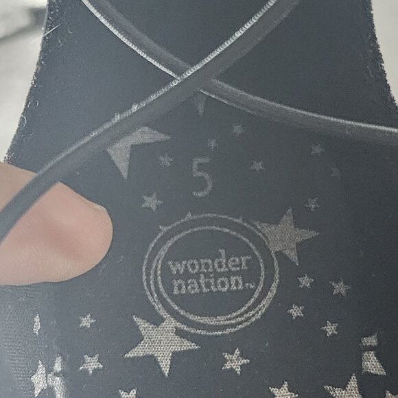 Wonder Nation Black Faux Velvet Faux Tie Back Zipper Instep Ballet Flats Size 5 - Picture 13 of 16